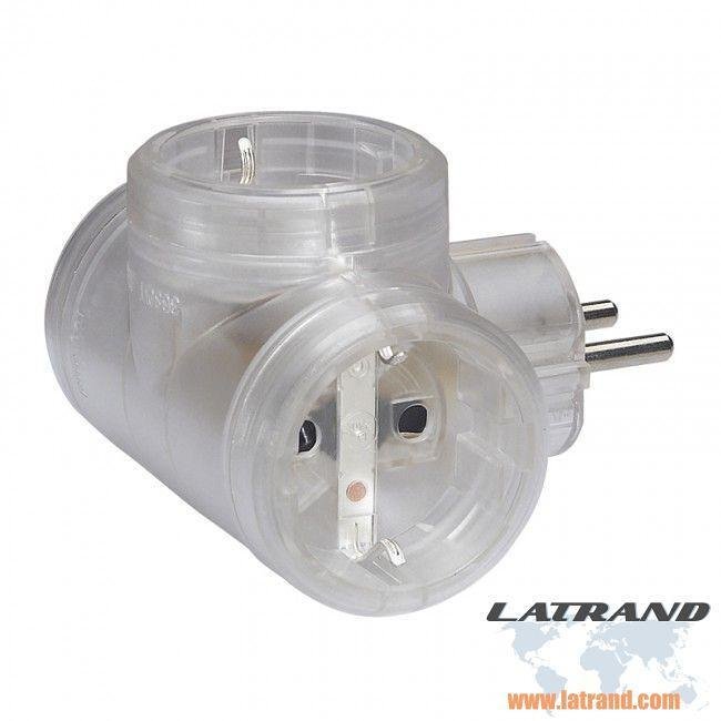 Адаптер 3х2P+T Т прозрачен Legrand - 50663