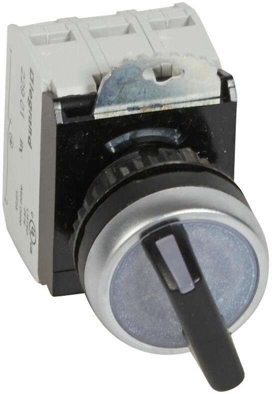 Превключвател черен 1-2 1NO-1NC светещ 12...24Vac/dc Ø22mm Legrand, LEGRAND НИСКО НАПРЕЖЕНИЕ, 23763