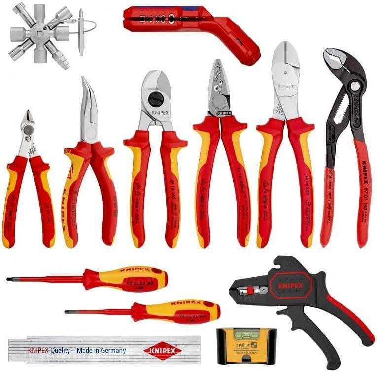 Комплект Electro 2 с 13 бр. инструменти VDE 1000V за електротехници, Knipex - K002090V02