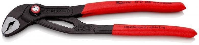Клещи раздвижени Cobra QuickSet, червена ръкохватка 250мм, Knipex - K8721250
