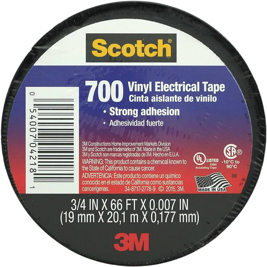 Изолационна лента Scotch 700 цвят ЧЕРЕН 0.18мм х 19мм, дължина 20м 3M, 3M74101