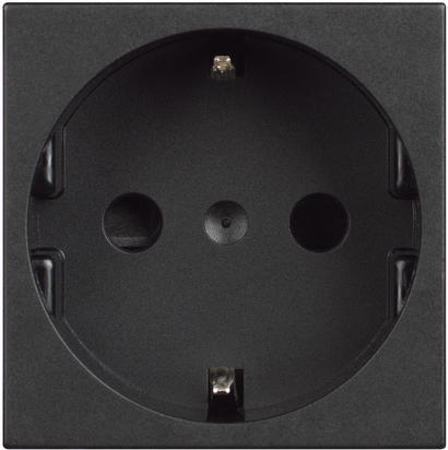 Контакт ШУКО 2P+E 2 мод. 16A детска защита цвят Черен Classia Pro Bticino, BTICINO, RG4141P