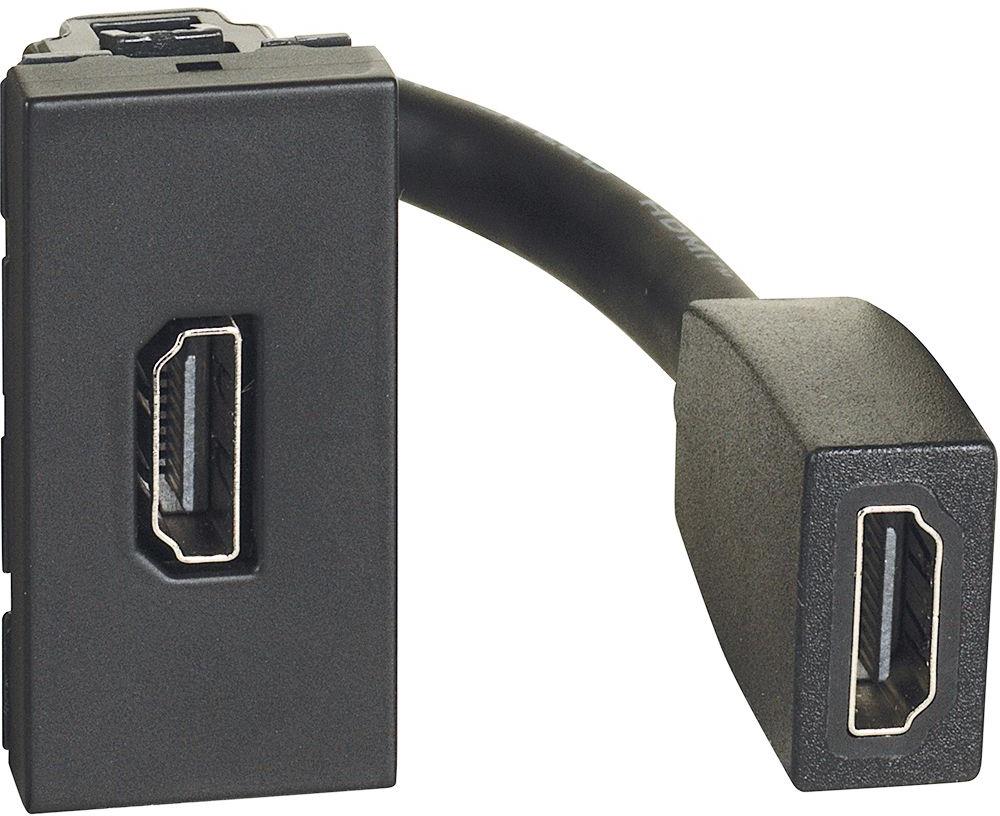 Розетка HDMI с кабел 15см 1 мод. цвят Графит Light Now Bticino, BTICINO, YD4284P