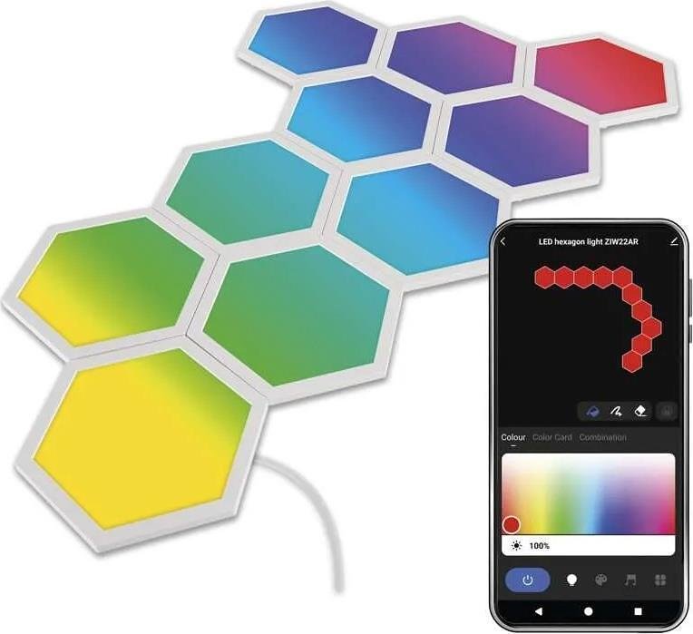 Аплик (комплект 10 бр.) LED 1.9W RGBIC Hexagon 20000h IP20 Wi-Fi GoSmart EMOS