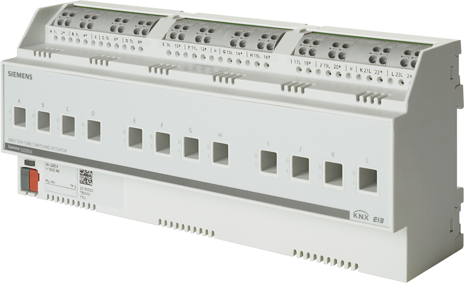 Актуатор изходи N534D61 12х 230Vac 16A 12DIN KNX Siemens, 5WG1534-1DB61