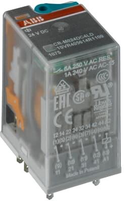 Реле интерфейсно CR-M 110 VDC, 6A, 4 превключващи контакта, монтаж в цокъл ABB, 1SVR405613R8000