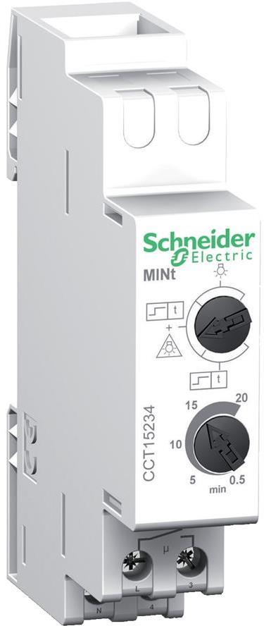 Стълбищен автомат Acti 9 MINt, 2x 0.5m-20m, 1c/o 16A, 230Vac 1 модул SE, SCHNEIDER ELECTRIC НИСКО НАПРЕЖЕНИЕ, CCT15234