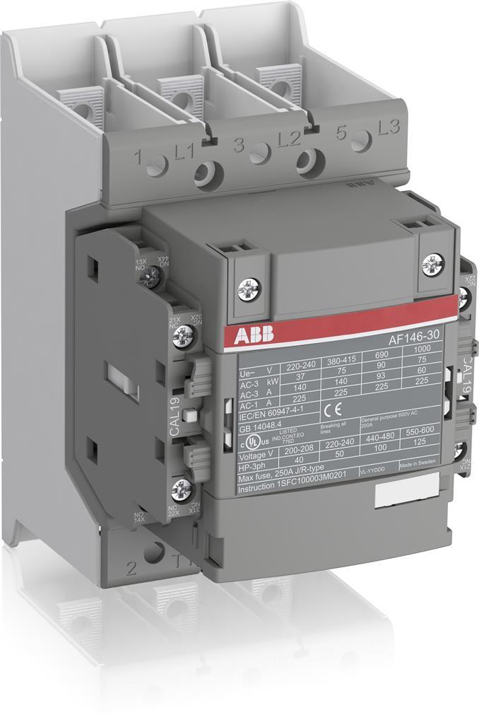 Контактор AF146-30-22B 3P 75kW (146A AC-3) 2NO+2NC 48...130V 50/60Hz ABB, 1SFL467002R1222