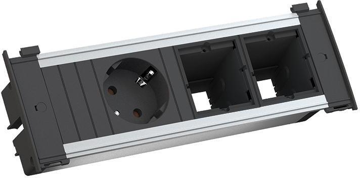 Модул за KAPSA S с 1х Шуко и 2х празни модула, цвят Черен, Bachmann, BACHMANN, B927.062