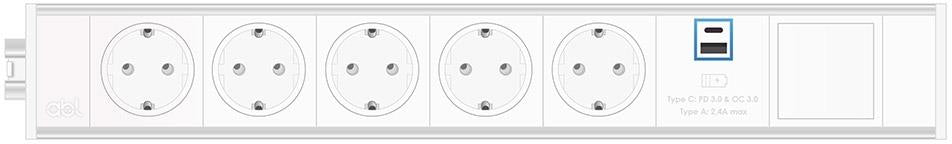 Модул Link 7M с 5х Шуко, USB тип A+C и 1х празен модул, цвят Бял, ABL, ABL Сърбия, 2M21F5A4
