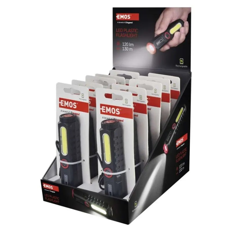 Фенерче LED 120lm 130м 0.5ч зареждаема 400mAh пластмаса IP20 /10 бр. кутия/ EMOS, P4720