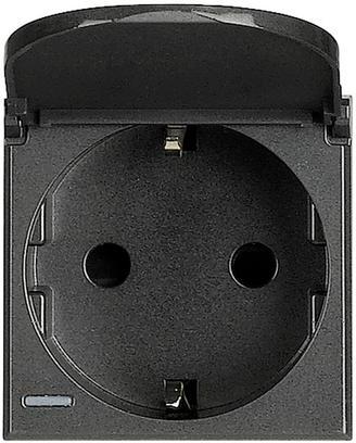 Контакт ШУКО с капаче 2P+E 2 мод. 16A цвят Антрацит Axolute Bticino, BTICINO, HS4141PW