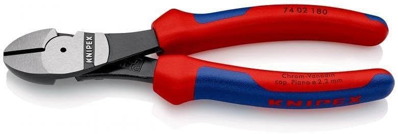 Клещи диагонални резачки усилени, синьо-червена ръкохватка 180мм, Knipex - K7402180