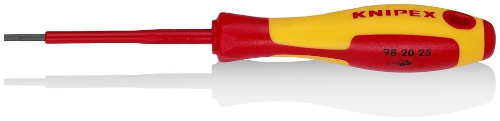 Отвертка шлиц 2.5, VDE 1000V жълто-червена ръкохватка 177мм, Knipex - K982025