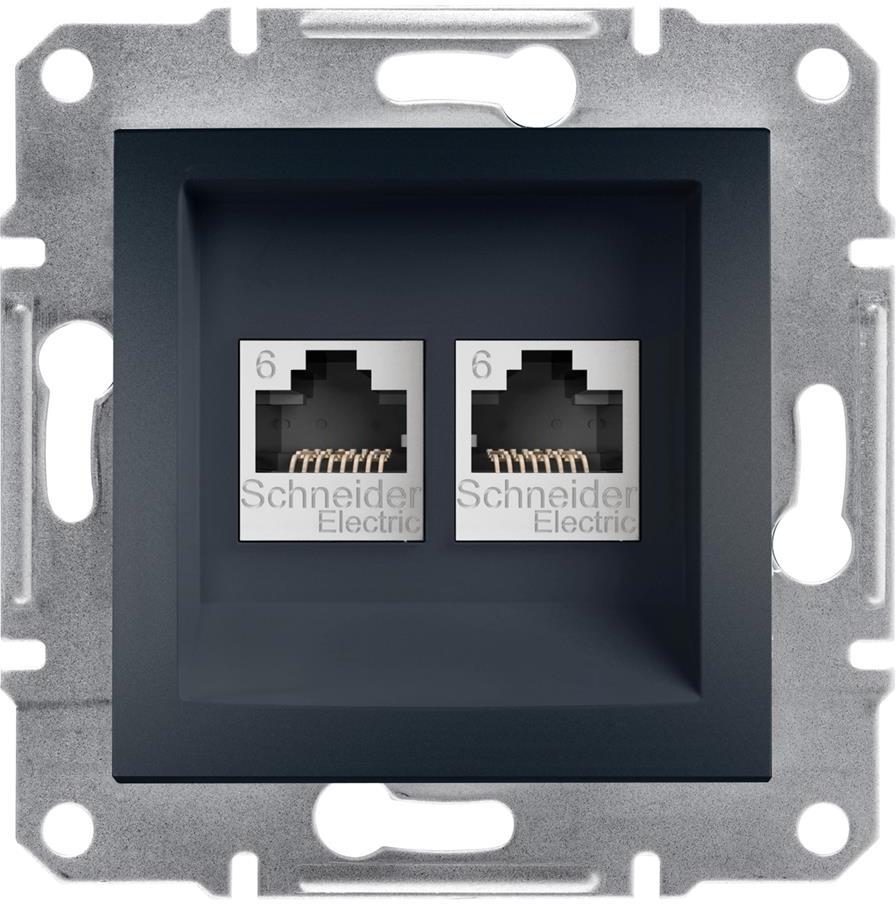 Розетка 2xRJ45 UTP cat.6 цвят Антрацит Asfora SE, SCHNEIDER ELECTRIC, EPH4800171