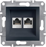 Розетка 2xRJ45 UTP cat.6 цвят Антрацит Asfora SE, SCHNEIDER ELECTRIC, EPH4800171