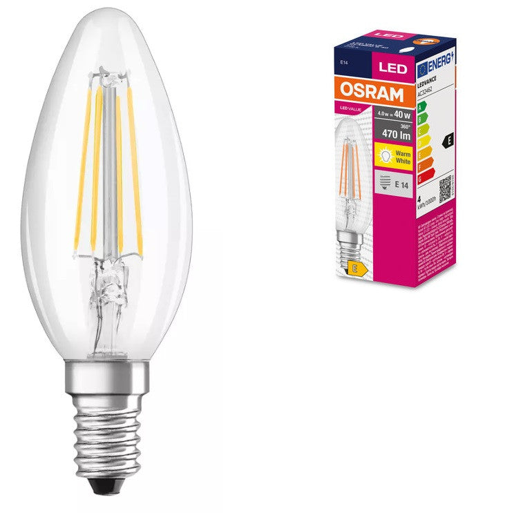 LED ЛАМПА VALUE FILAMENT CLB40 470lm/827 E14 LEDVANCE