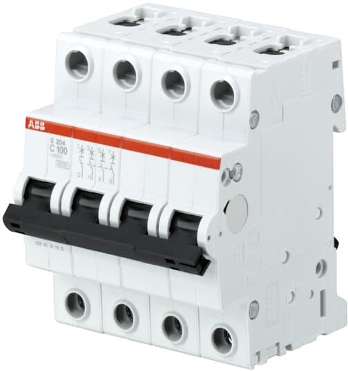 Автоматичен прекъсвач S204 4P 80A крива С 6kA ABB, 2CDS254001R0804