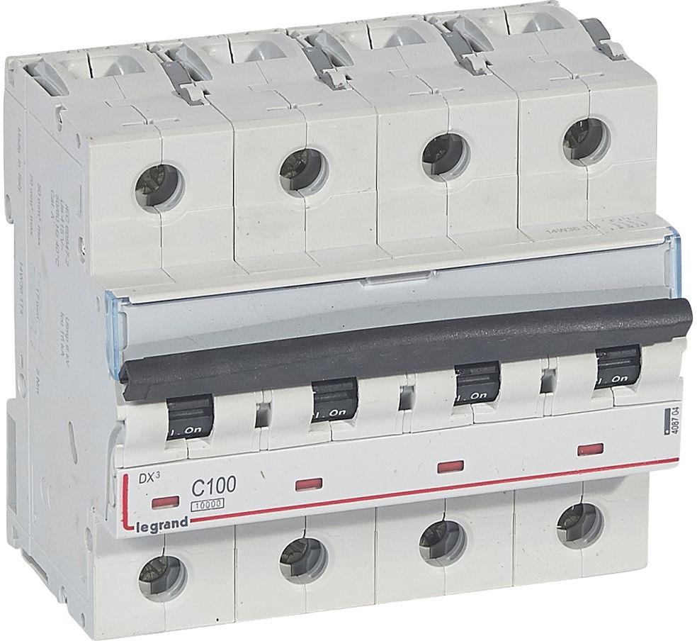 Автоматичен прекъсвач DX3 4P 100A крива C 10kA Legrand, LEGRAND НИСКО НАПРЕЖЕНИЕ, 408704