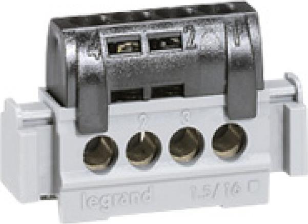 Клемен блок с основа, 4 изхода 4х1.5-16mm2 черна Legrand, LEGRAND НИСКО НАПРЕЖЕНИЕ, 4850