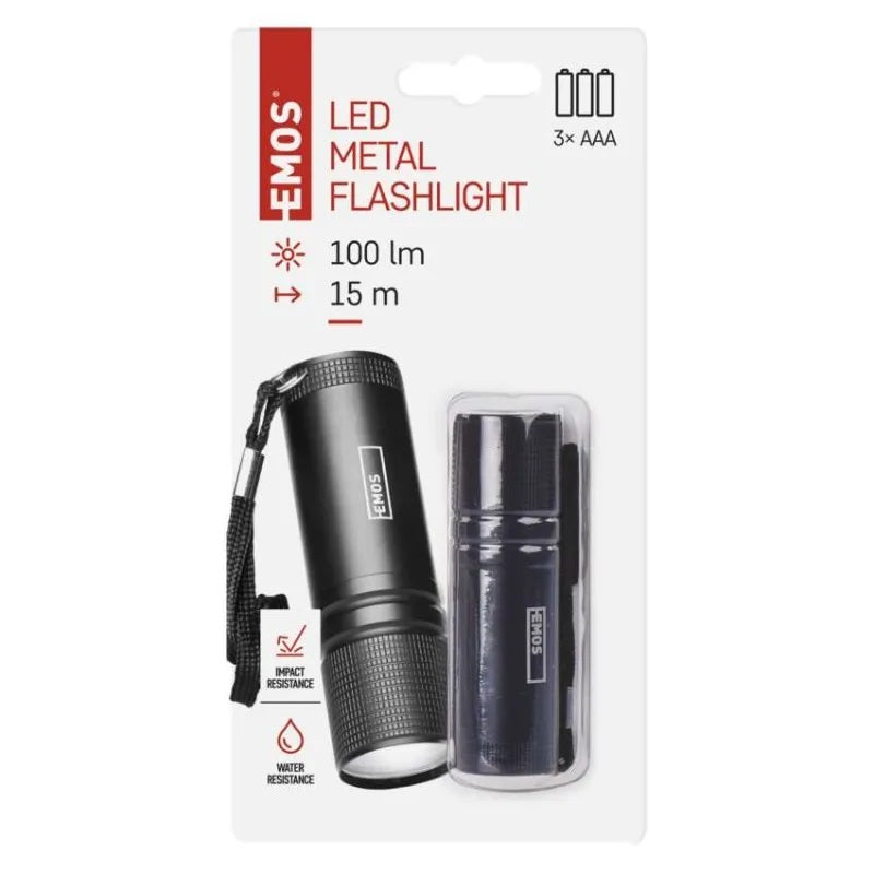 Фенерче LED 100lm 15м 35ч батерии 3× AAA алуминий IP43 EMOS, P3894
