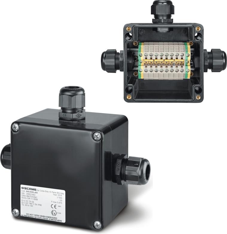 Кутия взривозащитена EX 122х120х90мм IP66, с 4х щуцера М20, 8xWDU 6,0mm², серия Zenith-P ЕX Scame, SCAME, 644.0345-J04