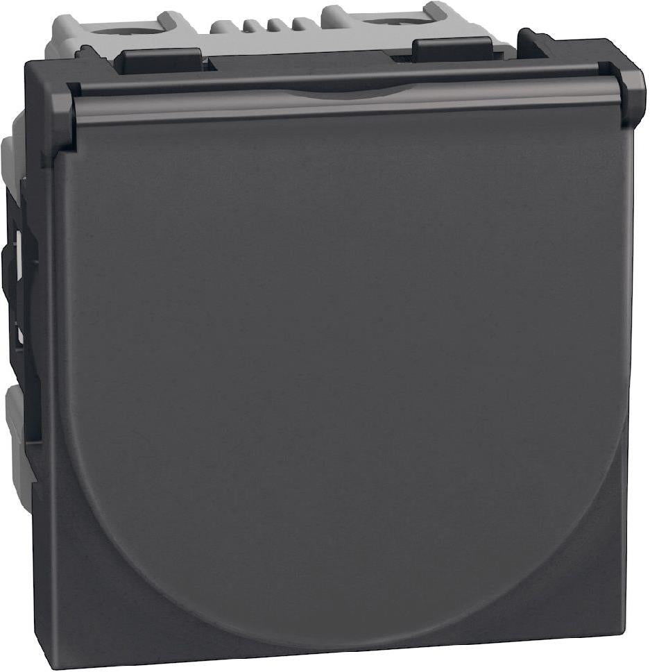 Контакт ШУКО 2P+E 16A с капаче 2 мод. цвят Графит Light Now Bticino, BTICINO, YD4141P