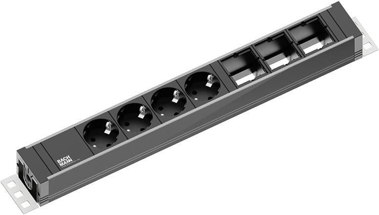 Модул UNIVERSAL с 4х Шуко и 3х празни модула, с кабел 3м, цвят Черен, Bachmann, BACHMANN, B922.0071