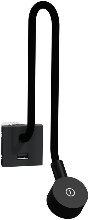 LED лампа 100lm с димер и USB тип A 2.1A 10.5W 2 мод. цвят Антрацит Unica SE, SCHNEIDER ELECTRIC, NU360354
