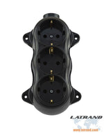 ATRA - Троен контакт шуко 16А открит монтаж IP21 черен - 5221, АТРА