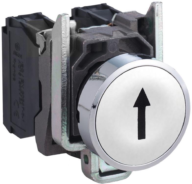 Бутон сглобен бял със символ ↑ 1NO Ø22mm XB4 SE, SCHNEIDER ELECTRIC НИСКО НАПРЕЖЕНИЕ, XB4BA3341