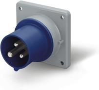 Промишлен щепсел 2P+Е 32A 200-250V IP54, 6h серия Optima панелен монтаж 75x75мм Scame, SCAME, 243.3293