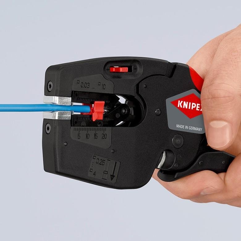 Клещи заголващи автоматични NexStrip, синьо-червена ръкохватка 190мм, Knipex - K1272190