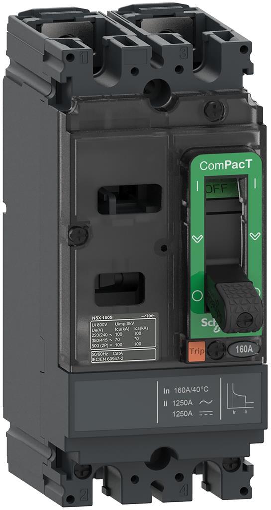 Автомат NSX160F 2P 125А TM 18kA регулируем (In x 0.7...1) SE, SCHNEIDER ELECTRIC НИСКО НАПРЕЖЕНИЕ, C16F2TM125
