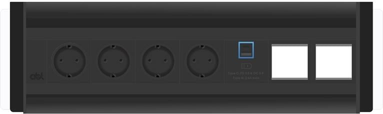 Модул Flip-S 7M с 4х Шуко, USB тип A+C и 2х празни модула, цвят Черен/Черен, ABL, ABL Сърбия, 2G4BF4A5