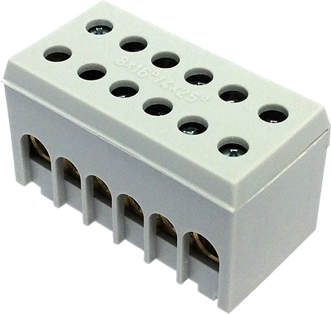 Клема изолирана СИВА A6H-2 2P 4x25mm² + 8x16mm² IP20 63A 500V MOREK, MAD2006A15