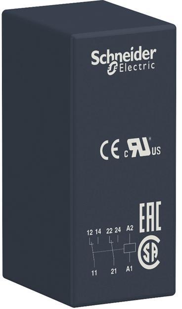 Реле интерфейсно RSB 24 VDC, 8A, 2 превключващи контакта, монтаж в цокъл SE, SCHNEIDER ELECTRIC НИСКО НАПРЕЖЕНИЕ, RSB2A080BD