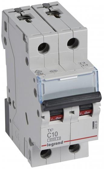 Автоматичен прекъсвач TX3 2P 10A крива С 6kA Legrand, LEGRAND НИСКО НАПРЕЖЕНИЕ, 403526