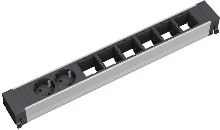 Модул за TOP FRAME или CONFERENCE 8M с 2х Шуко и 6х празни модула, цвят Черен, Bachmann, BACHMANN, B909.005