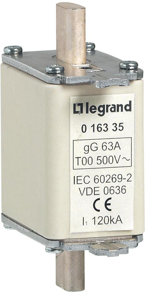 Стопяем ножов предпазител тип gG 63А NH00 Legrand, LEGRAND НИСКО НАПРЕЖЕНИЕ, 16335