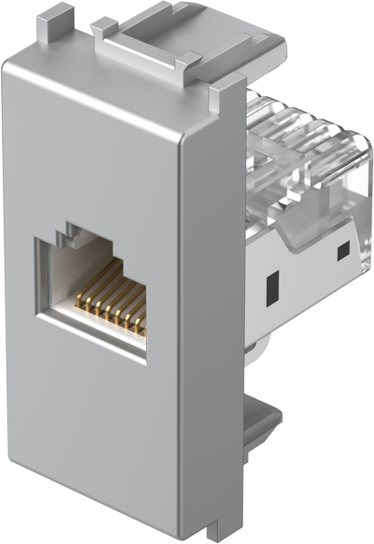 Розетка RJ45 Cat.5e UTP 1 мод. цвят Сребро мат Modul TEM, KM37ES