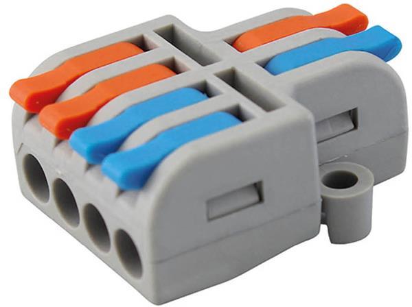 Бърза връзка отваряема 2P/4х0,2-4мм2 за гъвкав/твърд проводник 32A 250V (блист. 5 бр.) Commel, COMMEL, C365-474