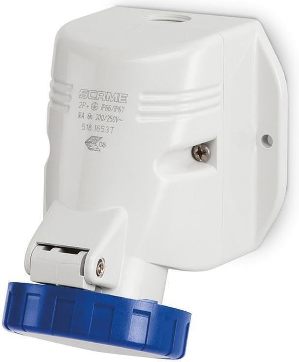 Промишлен контакт 2P+Е 32A IP66 серия Optima Top M32 открит монтаж Scame-518.3253T син