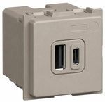 Розетка 2xUSB за зареждане тип C+C PD 20W 2 мод. цвят Камък Light Now Bticino, BTICINO, YG4292CC