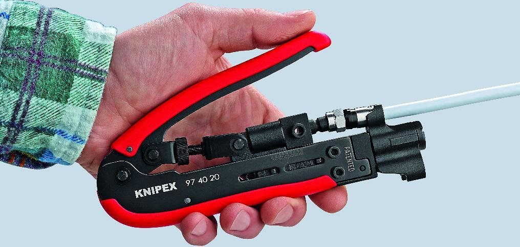 Инструмент за кримпване на F и BNC конектори RG6/11/59, Knipex - K974020SB