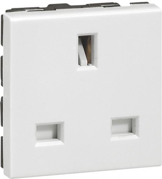 Контакт British стандарт 2P+E 13A 2 мод. цвят бял Mosaic Legrand, LEGRAND, 77505