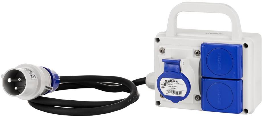 Табло сглобено с индустриални контакти, с кабел H07RN-F 3G2.5mm2 1.2m, серия ADAPTO 1х 2P+E 16A и 2х Шуко Scame, SCAME, 623.1000-002