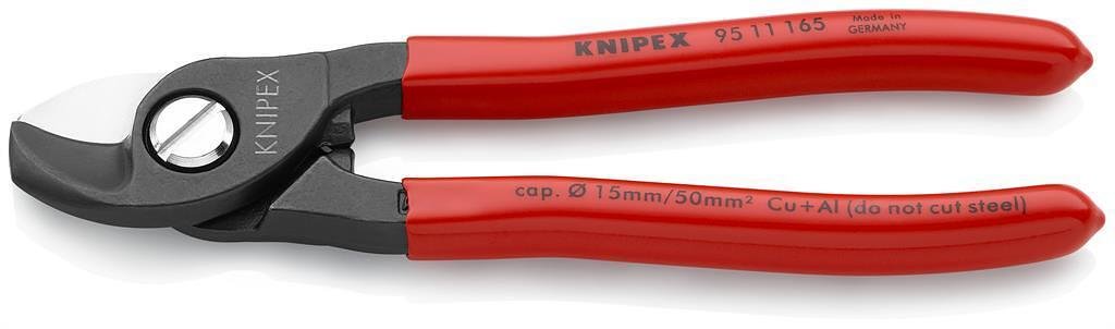 Ножици за рязане на кабел до 50мм2, червена ръкохватка 165мм, Knipex - K9511165