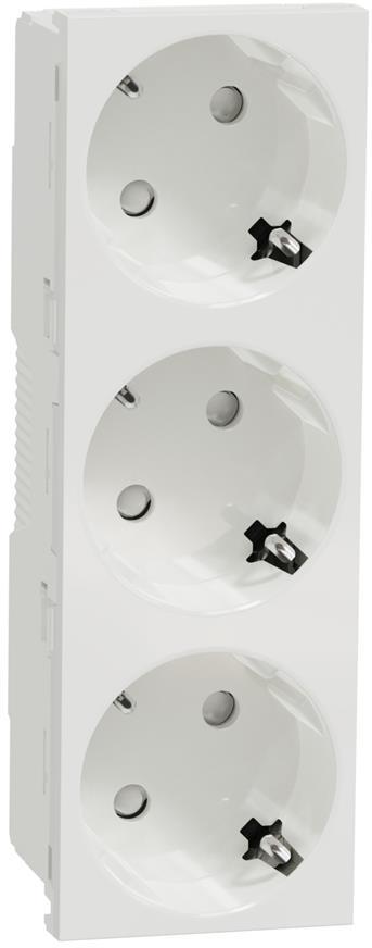 Контакт шуко ТРОЕН с детска защита авт. 6 мод. цвят Бял Unica SE, SCHNEIDER ELECTRIC, NU307618