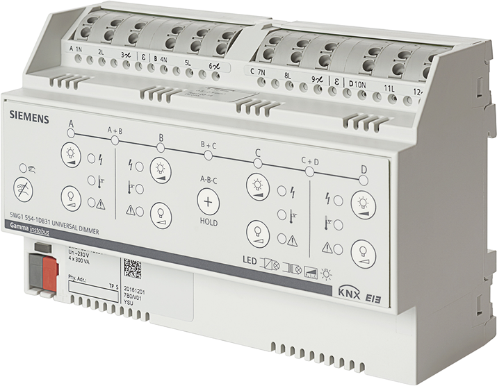 Димер универсален N554D31 4х 300VA 8DIN KNX Siemens, 5WG1554-1DB31
